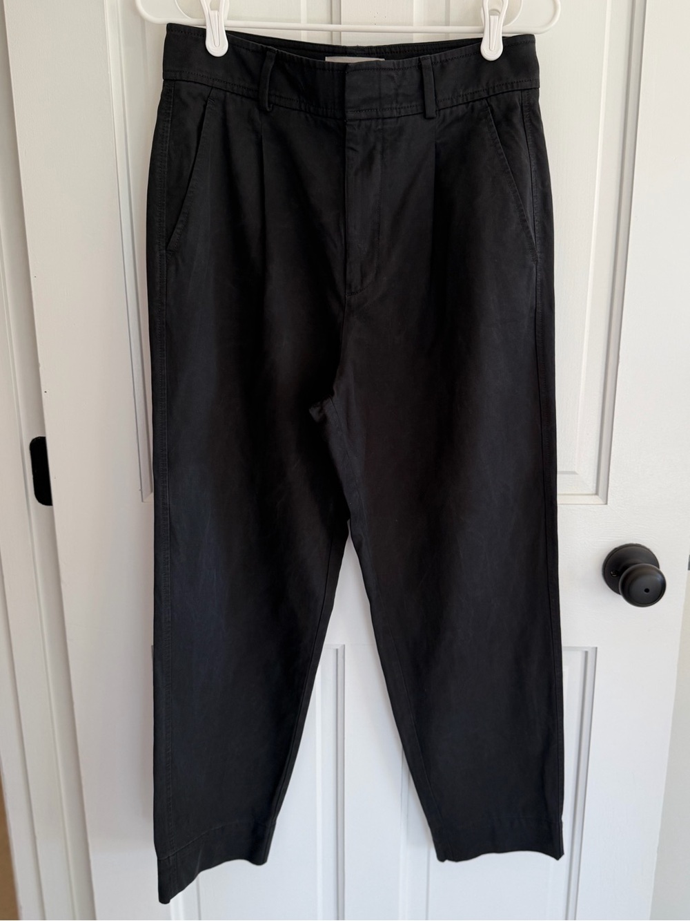 Everlane Black High Rise Cropped Straight Leg Pants Size 6 Stretch Cotton